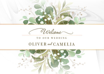 Wall Mural - Welcome sign for wedding with watercolor floral