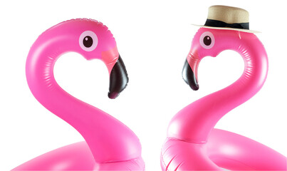 Beach flamingo. Pink pool inflatable flamingo for summer beach i