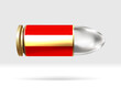 Austria flag on bullet. A bullet danger moving through the air. Flag template. Easy editing and vector in groups. National flag vector illustration on background.