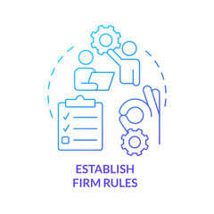 Canvas Print - Establish firm rules blue gradient concept icon. Tip for coaching abstract idea thin line illustration. Agreement with mentee. Set boundaries. Isolated outline drawing. Myriad Pro-Bold font used