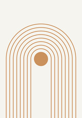 Leinwandbilder - Abstract geometric minimalist artwork. Mid century modern and Bauhaus inspired retro poster with an arch and circle. Modern trendy wall art with simple shapes.