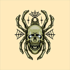 Wall Mural - skull spider tattoo vector design