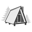 A-frame tiny house, weekend cabin with chimney, vector