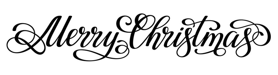 Wall Mural - Merry Christmas hand lettering phrase. Christmas elements.