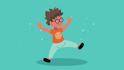 Wall Mural - little boy with glasses animation