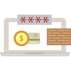 Pay online icon e-money payment on vector laptop