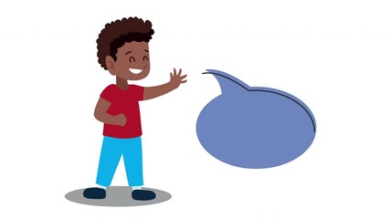 Wall Mural - afro little boy with speech bubble animation