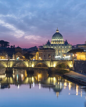 View Of The Vatican City And Saint Peter Cathedral In Rome, Lazio, Italy.