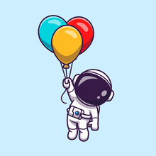 Cute Astronaut Floating With Colorful Balloon Cartoon Vector 
Icon Illustration. Technology Science Icon Concept Isolated 
Premium Vector. Flat Cartoon Style