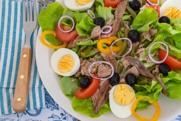 Wall Mural - assiette de salade niçoise en gros plan