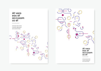 Lines and dots connect vector design. Network shapes design. Abstract pattern of dots, lines, rounded squares, circles and other simple geometric objects. Scheme shapes tech concept style