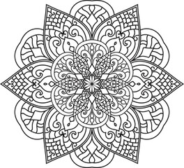 Mandala isolated on the white background.Decorative monochrome ethnic mandala pattern.