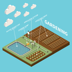 Canvas Print - Gardening Isometric Background