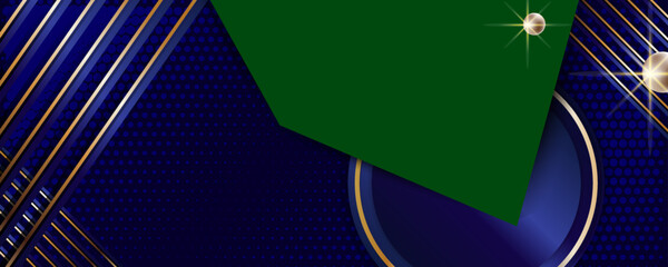 Wall Mural - New 2022 2023 Christmas banner background xmas design of realistic green golden horizontal Christmas header for website template