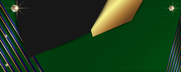 Wall Mural - New 2022 2023 Christmas banner background xmas design of realistic green golden horizontal Christmas header for website template