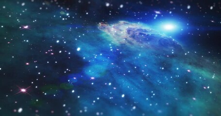 Poster - Galaxy, universe and space or solar system in milky way or night sky in stars science, astrology or outer space fantasy. Blue nebula, astronomy or stargazing for glowing cosmos nature wallpaper