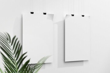 Canvas Print - Realistic 3D render A3 poster size vertical with plant template mockup