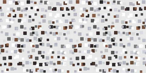 Wall Mural - Fashionable grey and brown abstract floating vintage squares seamless pattern. Contemporary geometric mosaic motif home furnishing textile or wallpaper design background texture. 3D Rendering..