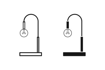 Wall Mural - desktop lamp icon in modern style on light background, workplace, simple design, lightning symbol, lamp sign