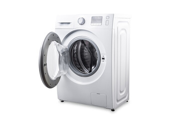 White washing machine on a white isolated background