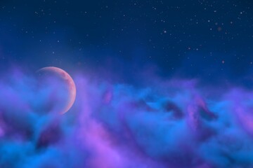 Wall Mural - Abstract background creative illustration of magic haze with moon with spotlights you can use for designing purposes