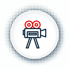 Sticker - Line Retro cinema camera icon isolated on white background. Video camera. Movie sign. Film projector. Colorful outline concept. Vector