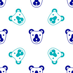 Wall Mural - Blue Bear head icon isolated seamless pattern on white background. Vector