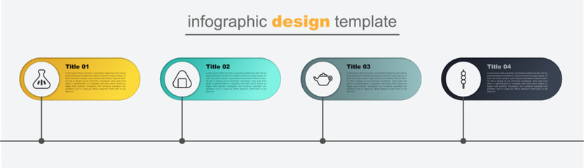 Canvas Print - Set line Meatballs on wooden stick, Chinese tea ceremony, Sushi and Dumpling. Business infographic template. Vector