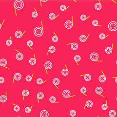 Poster - Line Yoyo toy icon isolated seamless pattern on red background. Vector