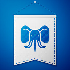 Poster - Blue Elephant icon isolated on blue background. White pennant template. Vector