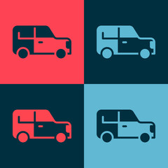 Wall Mural - Pop art Car icon isolated on color background. Vector