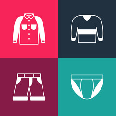 Canvas Print - Set pop art Men underpants, Short or, Sweater and Shirt icon. Vector