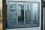 Fototapeta Panele - aluminum folding door with access to the terrace.