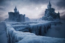 Fantasy Frozen Castle - Digital Illustration.