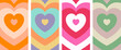 Heart Geometric Hypnosis Abstract Backgrounds. Lovely Vibes Posters Design.80s Illustration.