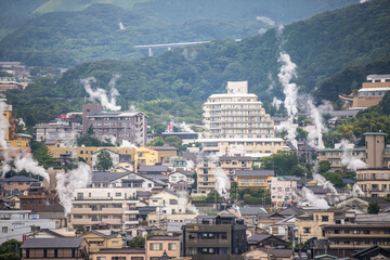 大分県別府市　湯けむり展望台望む風景
