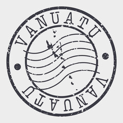  Vanuatu Silhouette Postal Passport. Stamp Round Vector Icon Map. Design Travel Postmark. 