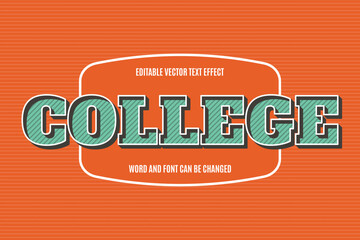 Wall Mural - College retro vintage text style effect editable