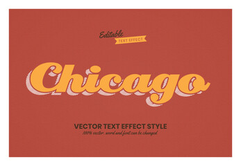 Wall Mural - Chicago retro vintage text effect style editable