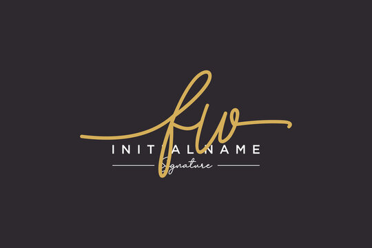 Initial FW signature logo template vector. Hand drawn Calligraphy lettering Vector illustration.