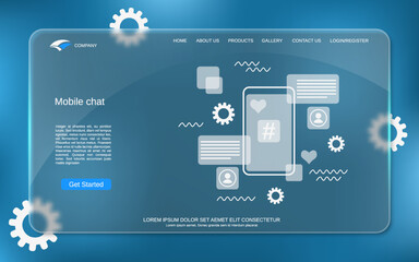 Wall Mural - mobile chat, internet forum, social network flat design style vector concept illustration