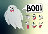 Fototapeta Dinusie - Ghost faces - Halloween illustration
