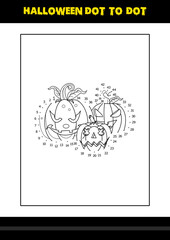 Halloween dot to dot coloring page for kids. Line art coloring page design for kids.