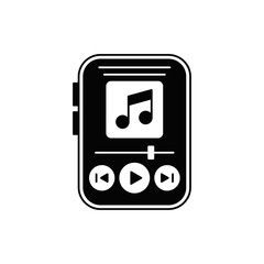 Wall Mural - Portable music player icon in black flat glyph, filled style isolated on white background