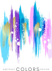 Wall Mural - colorful hand drawn decorative element from brush strocks. abstract creative design from blue, pink 