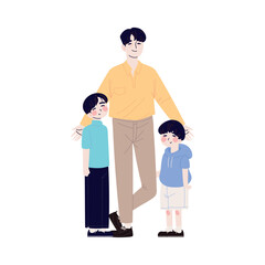 Wall Mural - Korean family dad and boys