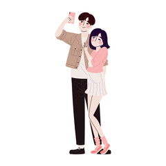 Sticker - Korean couple using phone