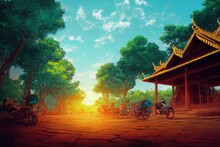 Cambodia , Anime Style, Day Time Anime. High Quality Illustration