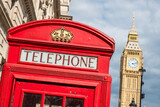Fototapeta Big Ben - Red Phone Booth. London, England
