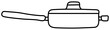 © Ramziia - Frying pan with lid. Kitchenware sketch. Doodle line kitchen utensil. Hand drawn illustration. Black and white outline icon